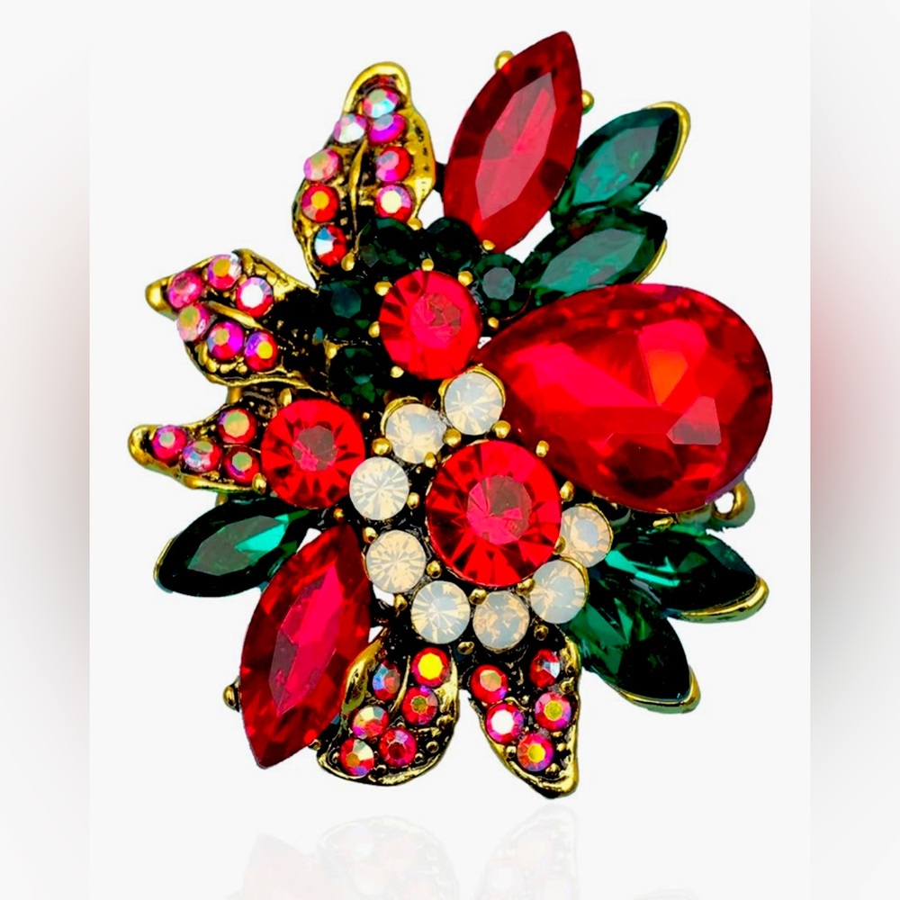Rare Dillards 18KT dip Emerald Ruby topaz Crystal figurine ring statement